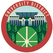 University district cartoon badge featuring Ohio Stadium