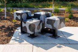 Cubic stone bench