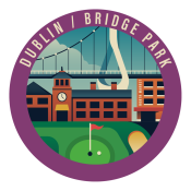 Dublin/Bridge Park neighborhood badge featuring The Link and golfing