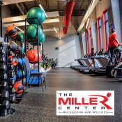 Miller Center Gym View with logo in bottom right corner