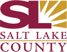 Logo that says SL with a sunburst icon then Salt Lake County
