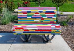 colorful wooden bench