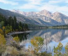 10.7.24 Twin lakes fall color lower twin pontoon boat