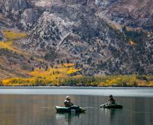 Convict Lake fisherman with Fall Color