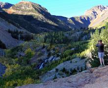 Lundy Canyon trail waterfalls fall colors