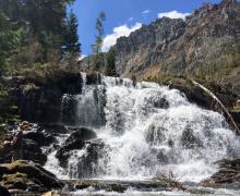 Lundy Canyon trail waterfall