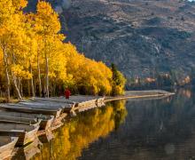 Silver Lake boats with fall colors