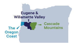 Lane County Oregon map of regions