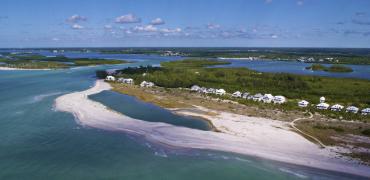 Aerial view of Stump Pass and Palm Island Resort