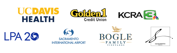 UC Davis Health, Golden 1 Credit Union, KCRA 3, Lucas Public Affairs, Sacramento International Airport, Bogle Family Vineyards, and Sacramento Event Co.