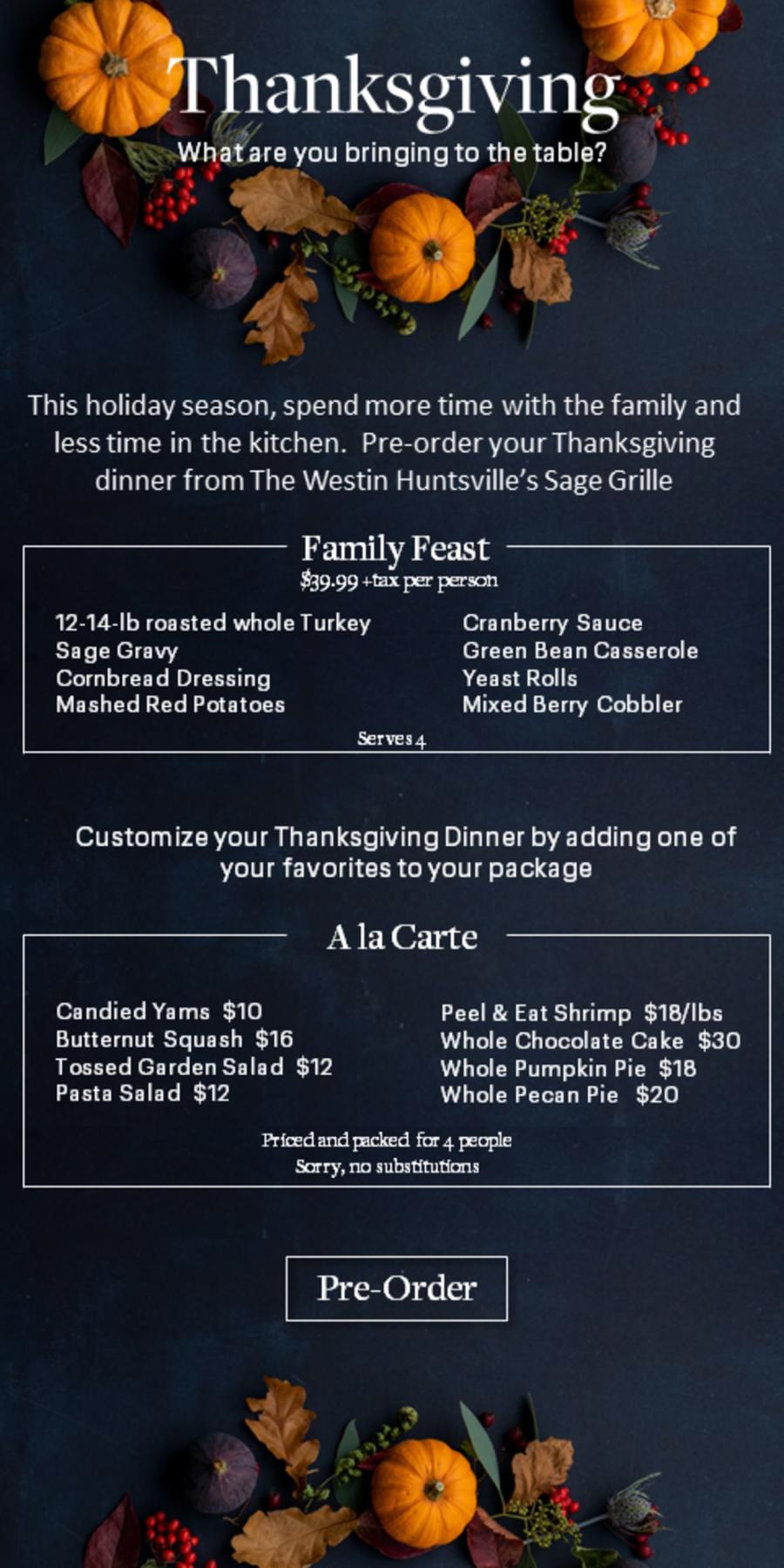 Order Your Thanksgiving Meals To Go In Huntsville