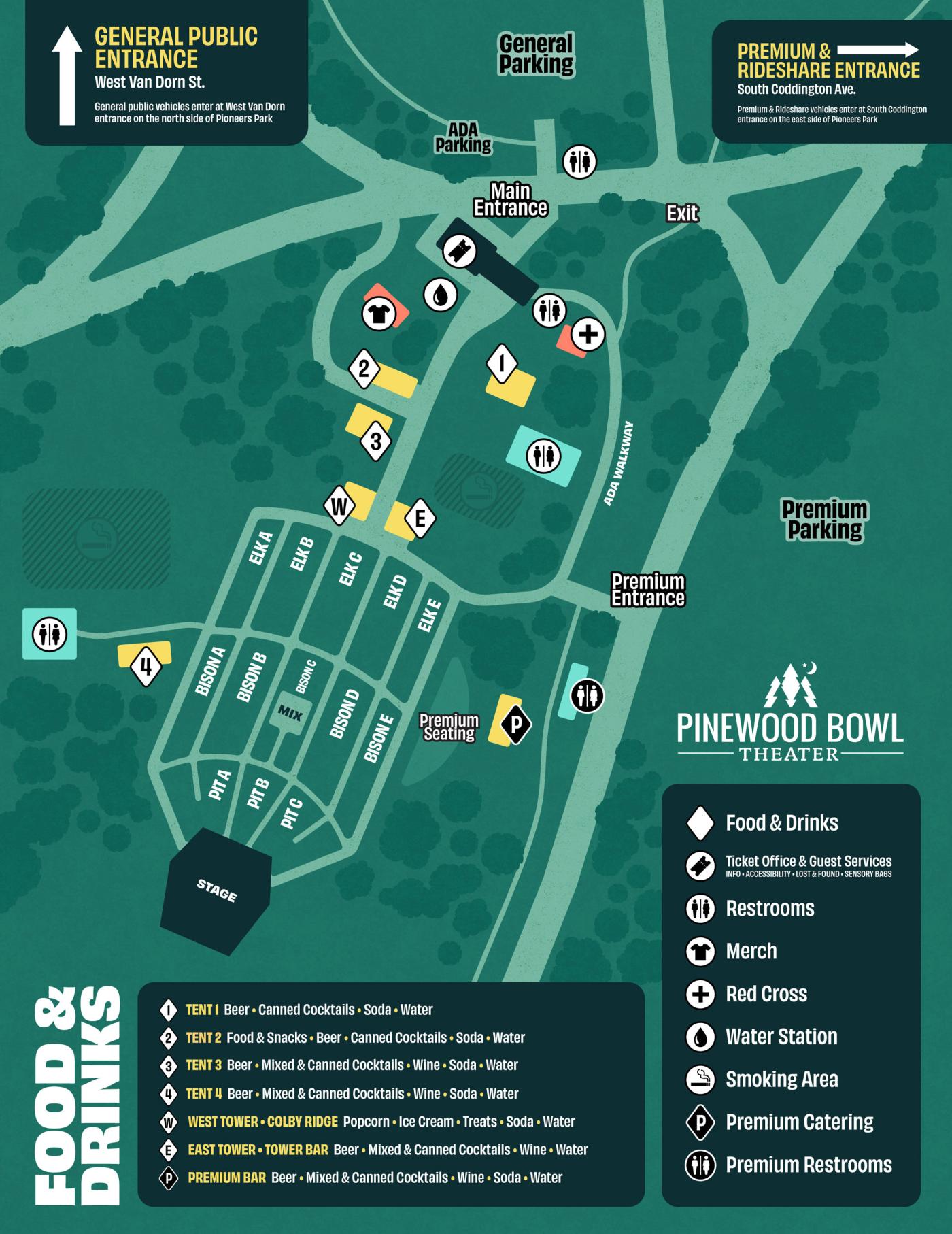 Pinewood Bowl Theater Map