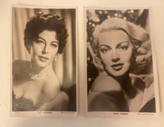 Collector's cards for Ava Gardner and Lana Turner owned by Karis Crimson