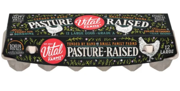 Carton of Vital Farms eggs