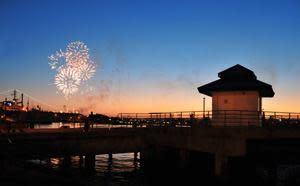 Fireworks at sunset