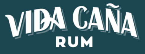 Teal background with a white logo that says "Vida Caña Rum"
