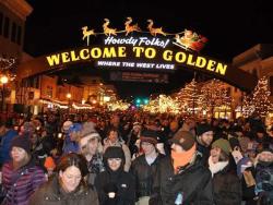 Crowd of people at Golden CO's Candlelight Walk
