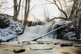 A beautiful winter waterfall in the Pocono Mountains