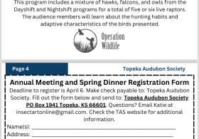 TOPEKA AUDUBON SOCIETY ANNUAL DINNER AND PROGRAM FEATURING LIVE BIRDS OF PREY