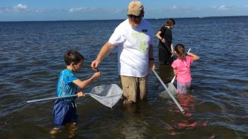 Family on CHEC Wading Tour at Ponce de Leon Park