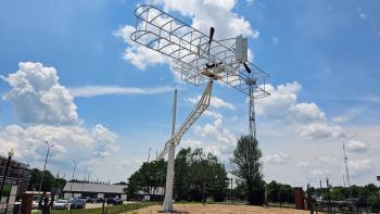 A sculpture depicting the Wright  Brothers 1903 flyer.