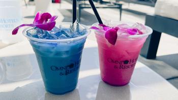 Blue and pink mocktails at Omni Frisco Hotel