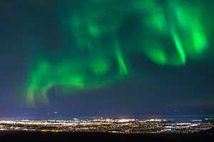 Northern lights viewing over Anchorage, Alaska