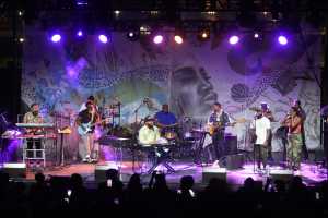 Band playing on stage during CBUS Soul Fest