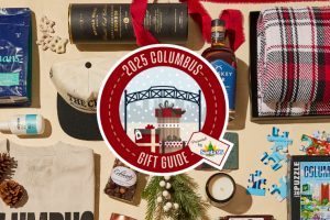 Array of 2025 Columbus Gift Guide products, presented by Santa 95