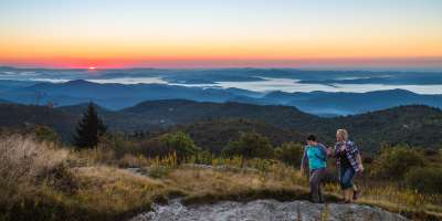 Couple Hiking at Black Balsam at Sunrise