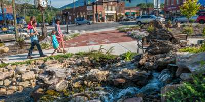 Family in Black Mountain Town Square