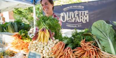 Fresh local produce at a Farmers Market in Asheville, NC