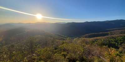 Sun setting over mountains at the top of Lookout Mountain