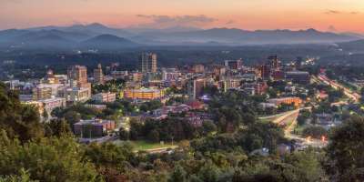 The city of Asheville, North Carolina is located in the Blue Ridge Mountains