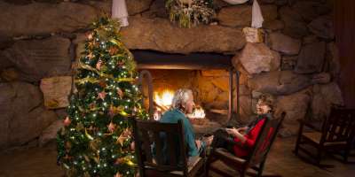 Christmas Fireplace at Omni Grove Park Inn
