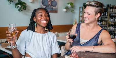 Girlfriends Drinking Wine at Botanist and Barrell