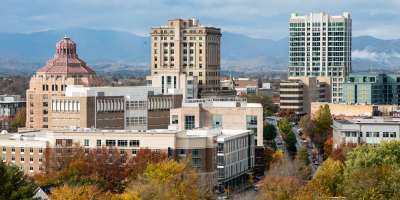 Dowtown Asheville with late fall color