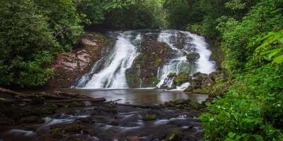 Water flowers down Indian Creek Waterfall in Great Smoky Mountains National Park