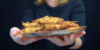 Latkes prepared by the leader of the Asheville Jewish Community Center.