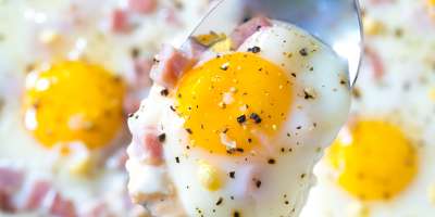 Baked Eggs with Country Ham #Recipe | ExploreAsheville.com