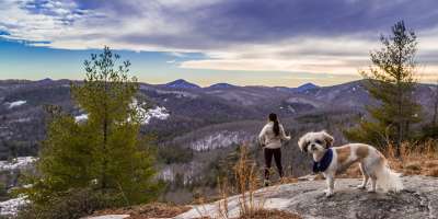 Winter Hiker with Dog