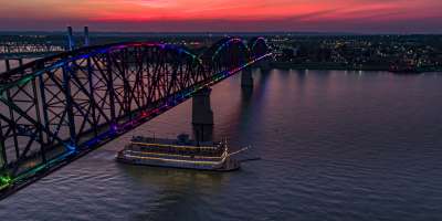 Big Four Bridge and Belle of Louisville At Dusk