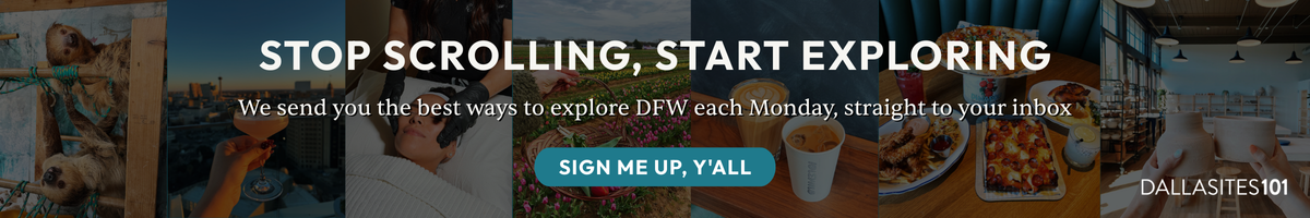 graphic promoting dallasites101's weekly newsletter