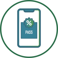 Phone icon showing discount on the screen