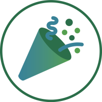 Megaphone with confetti icon