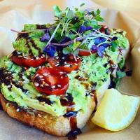Tiki avocado toast with balsamic drizzle at Kona Bowl
