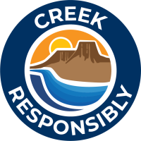 Round Logo Image with text "Creek Responsibly"