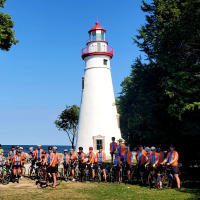 Bike group at Marblehead Lighthouse