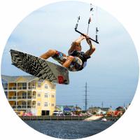 Kiteboarding on the oceanfront of the Outer Banks