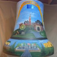 A painted mural on a bell